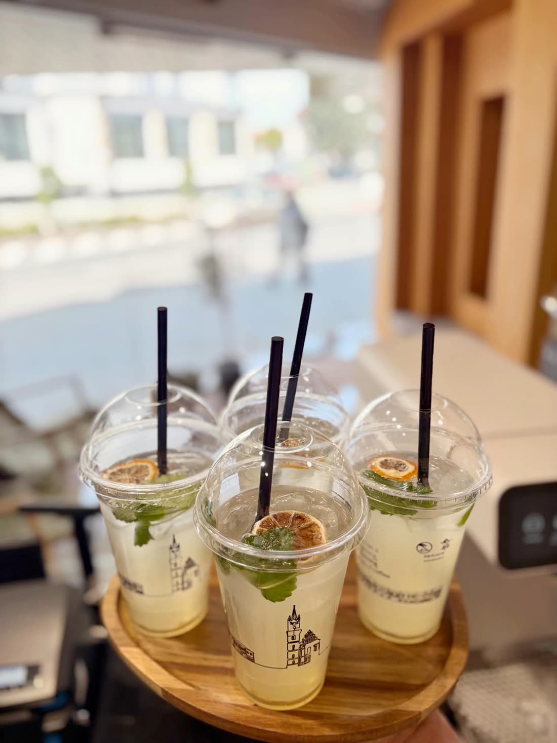 A tray of fresh lemonades ready to serve